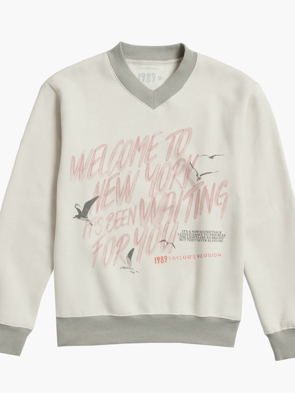 Taylor Swift Cream and Pink V-Neck Graphic Sweater